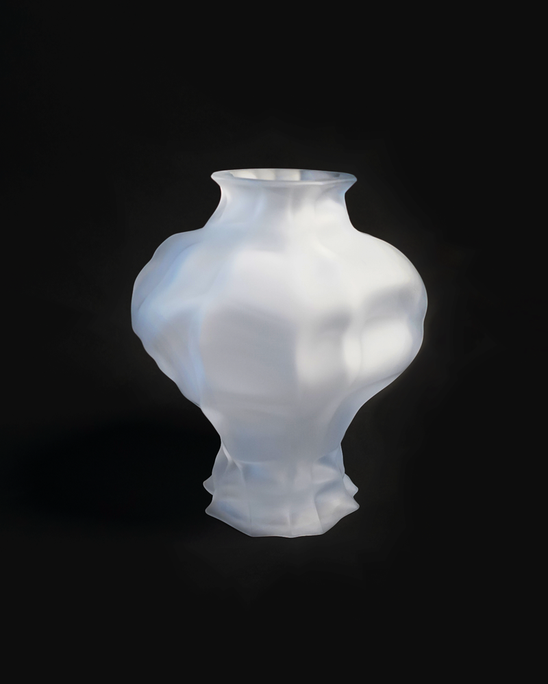 Ammonit Vase - White Frosted