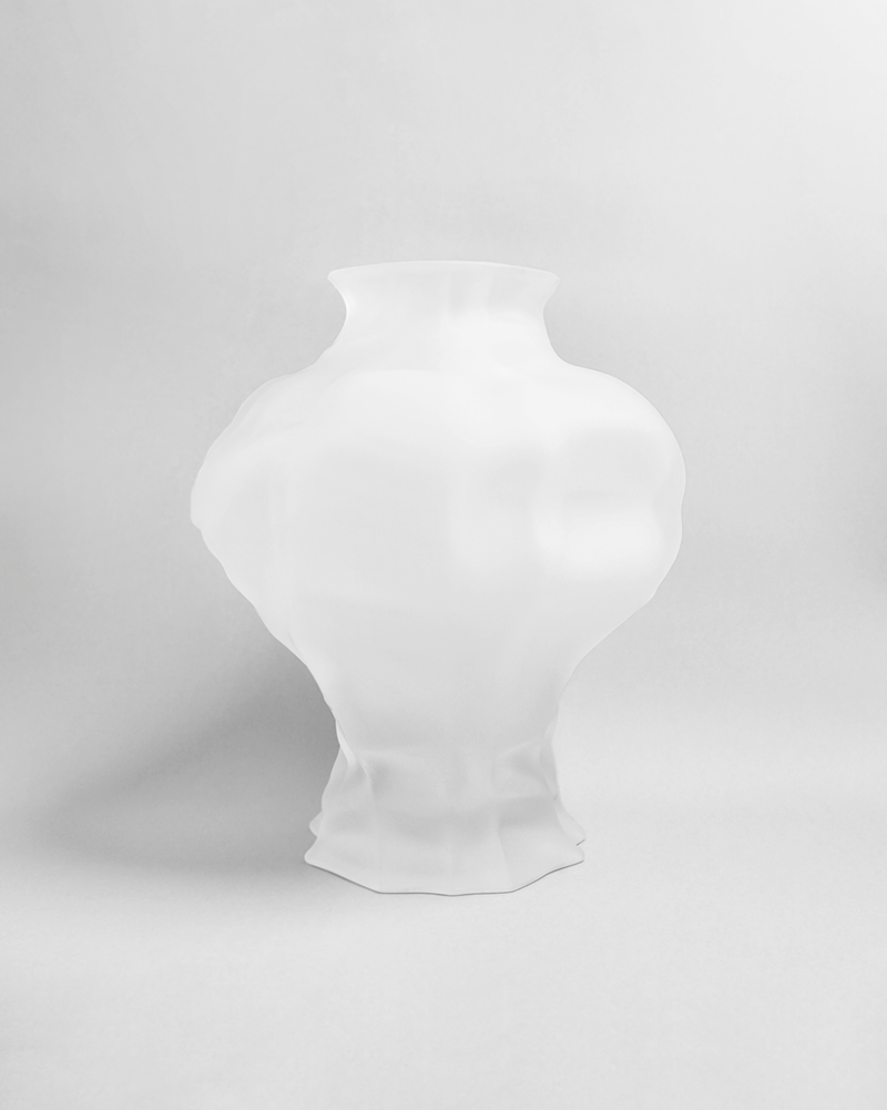 Ammonit Vase - White Frosted