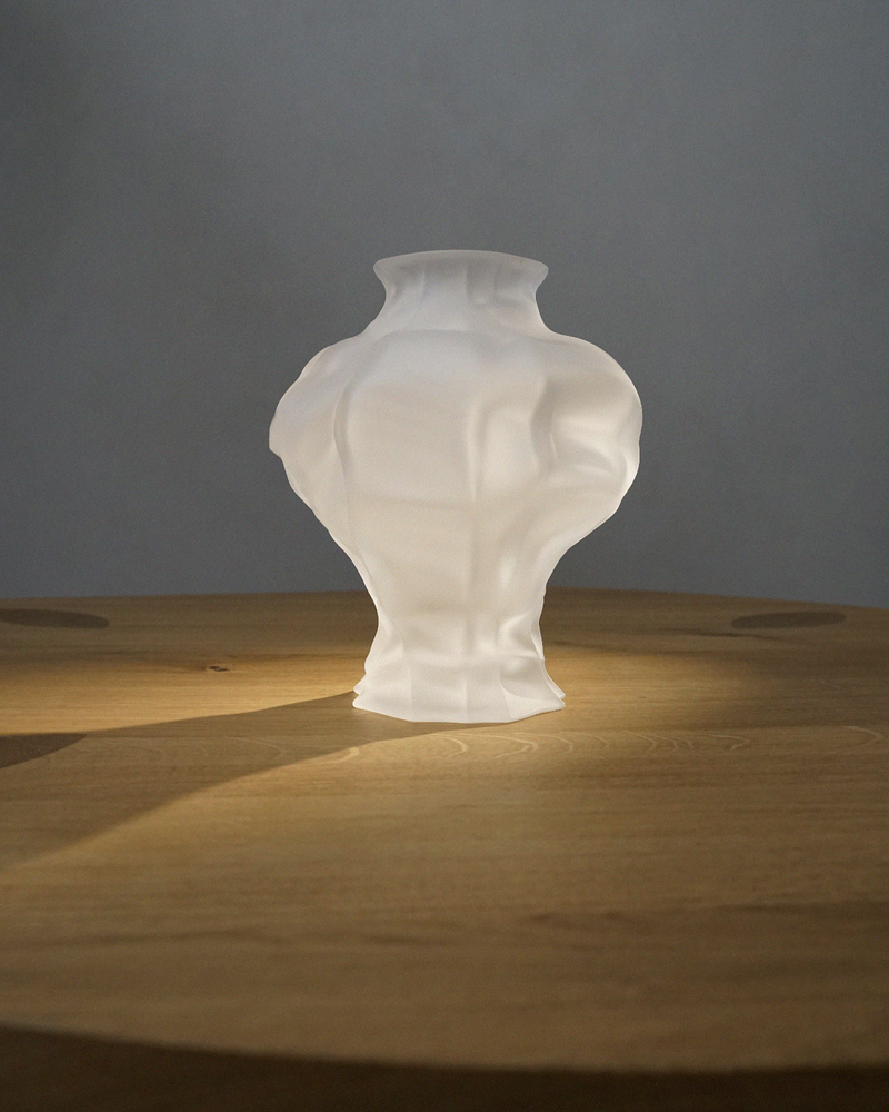 Ammonit Vase - White Frosted