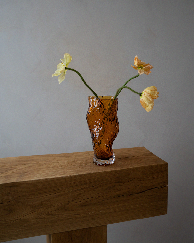 Ostrea Rock Glass Vase - Amber