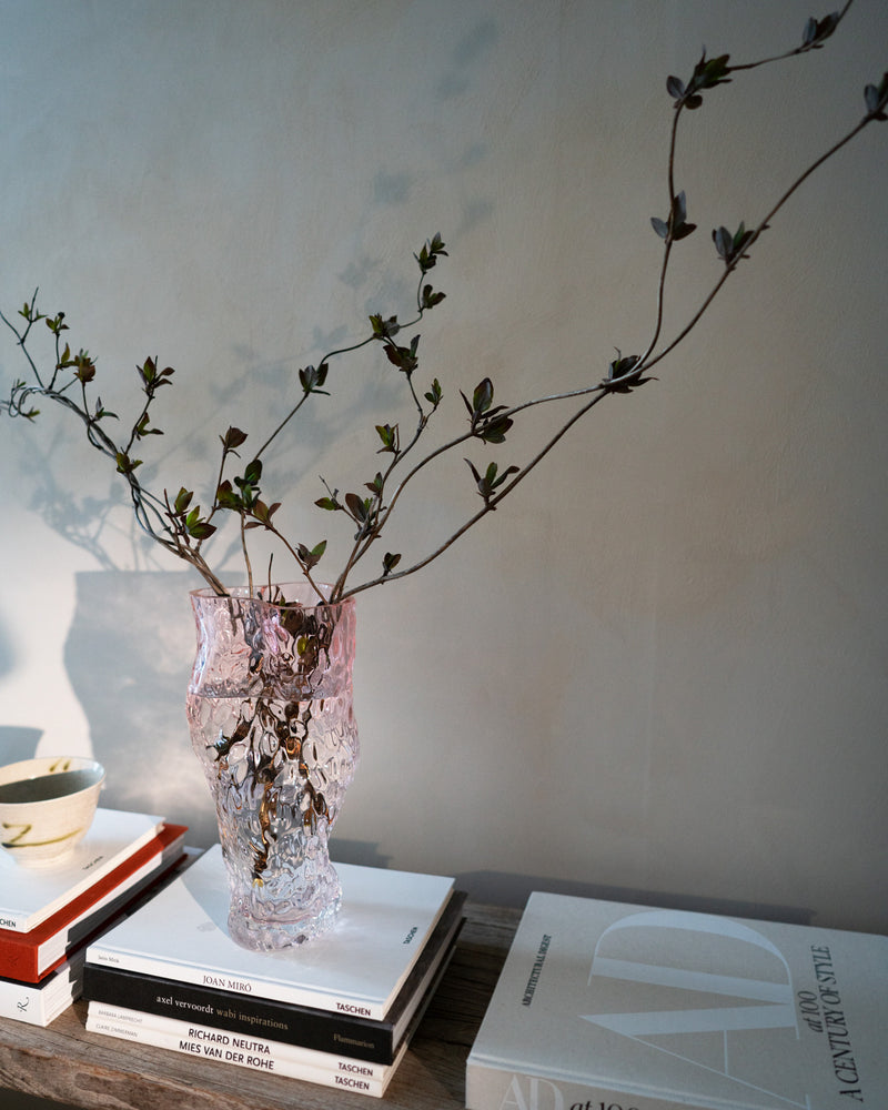 Ostrea Rock Glass Vase - Pale Rose